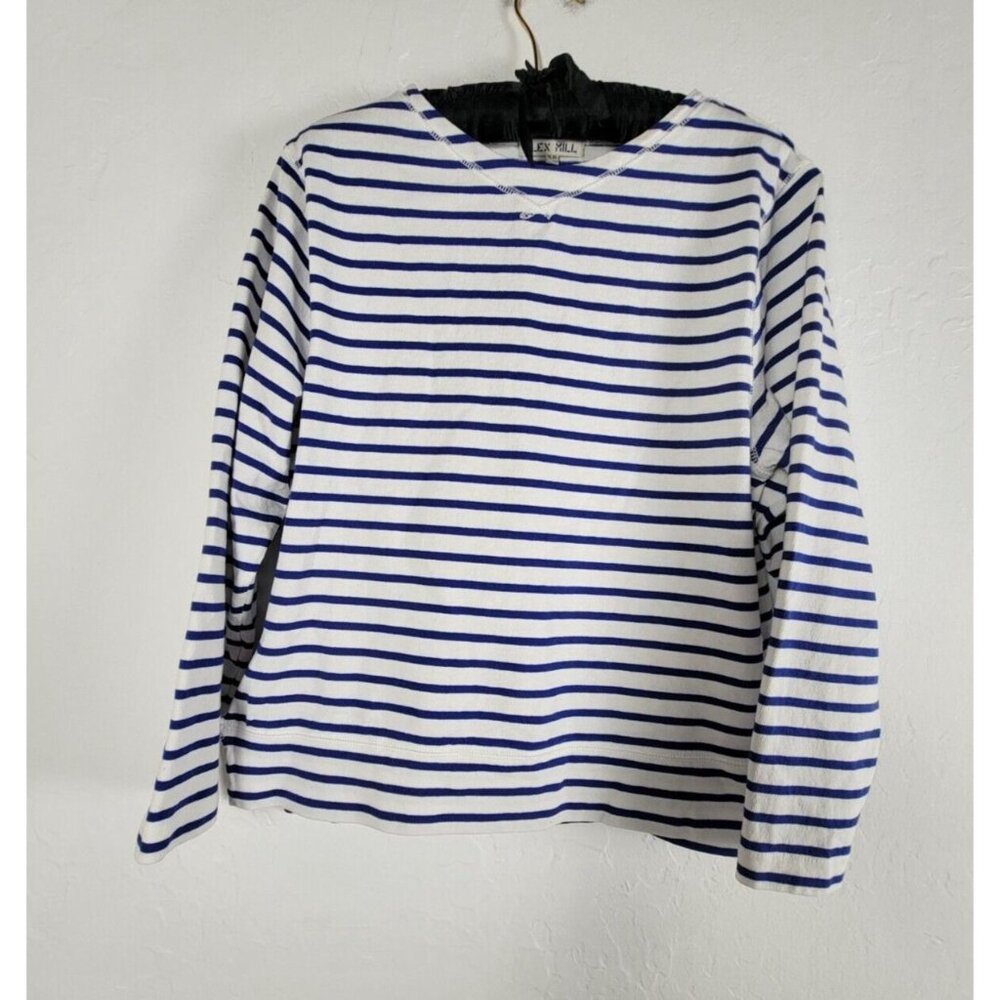 Alex Mill Lakeside Cotton Tee Top Women's XS Blue White Striped Long Sleeve